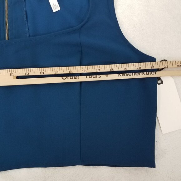NEW Leith Nordstrom Women's Plus 1X Top Teal Exposed Zipper Crop Tank Sleeveless - Picture 6 of 7